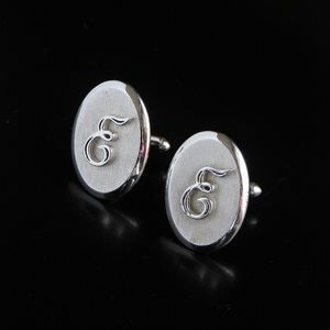 Vtg Modern Swank Cufflinks Silver Tone Initial E